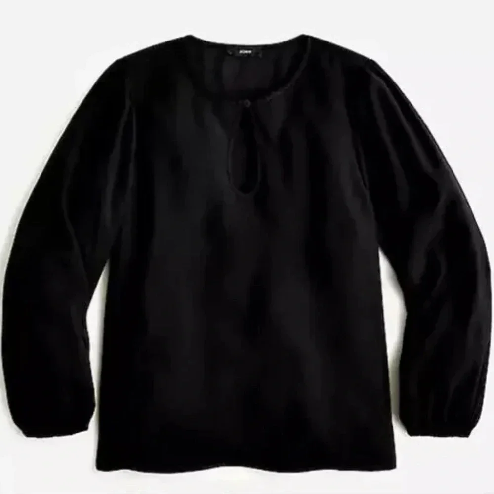 JCrew Puff-sleeve satin-back crepe top